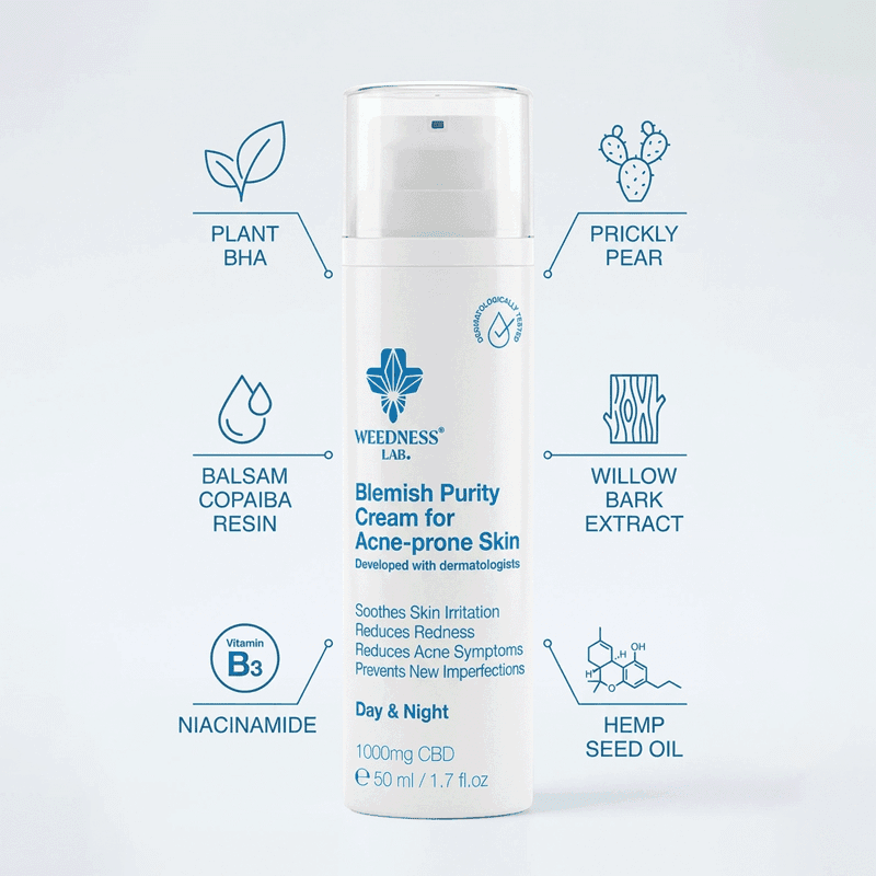 Crema CBD purificante para pieles propensas al acné