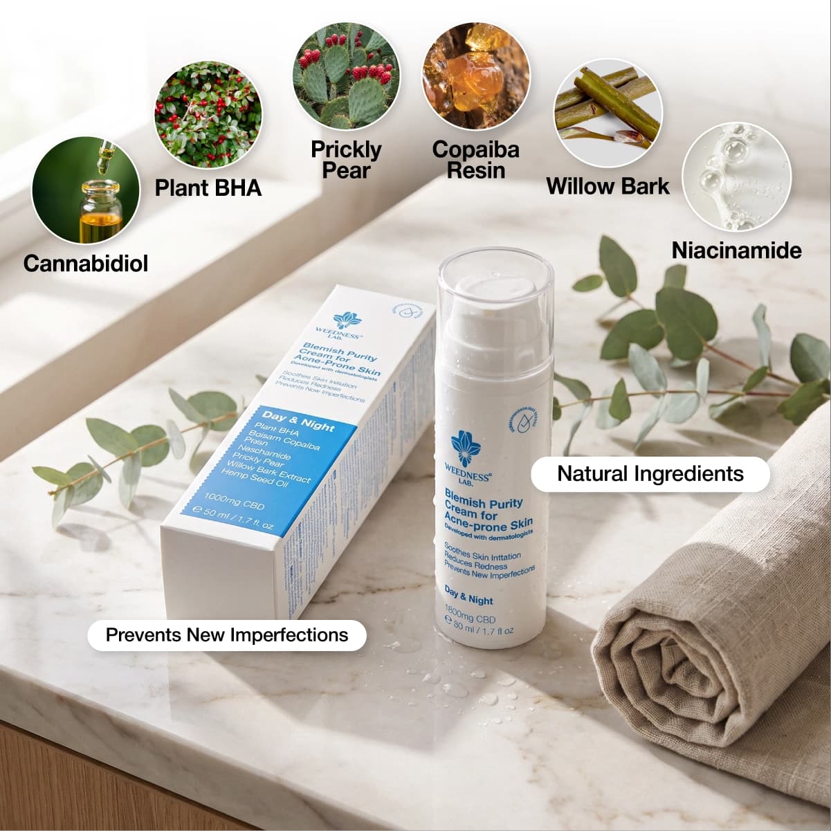 Crema CBD purificante para pieles propensas al acné