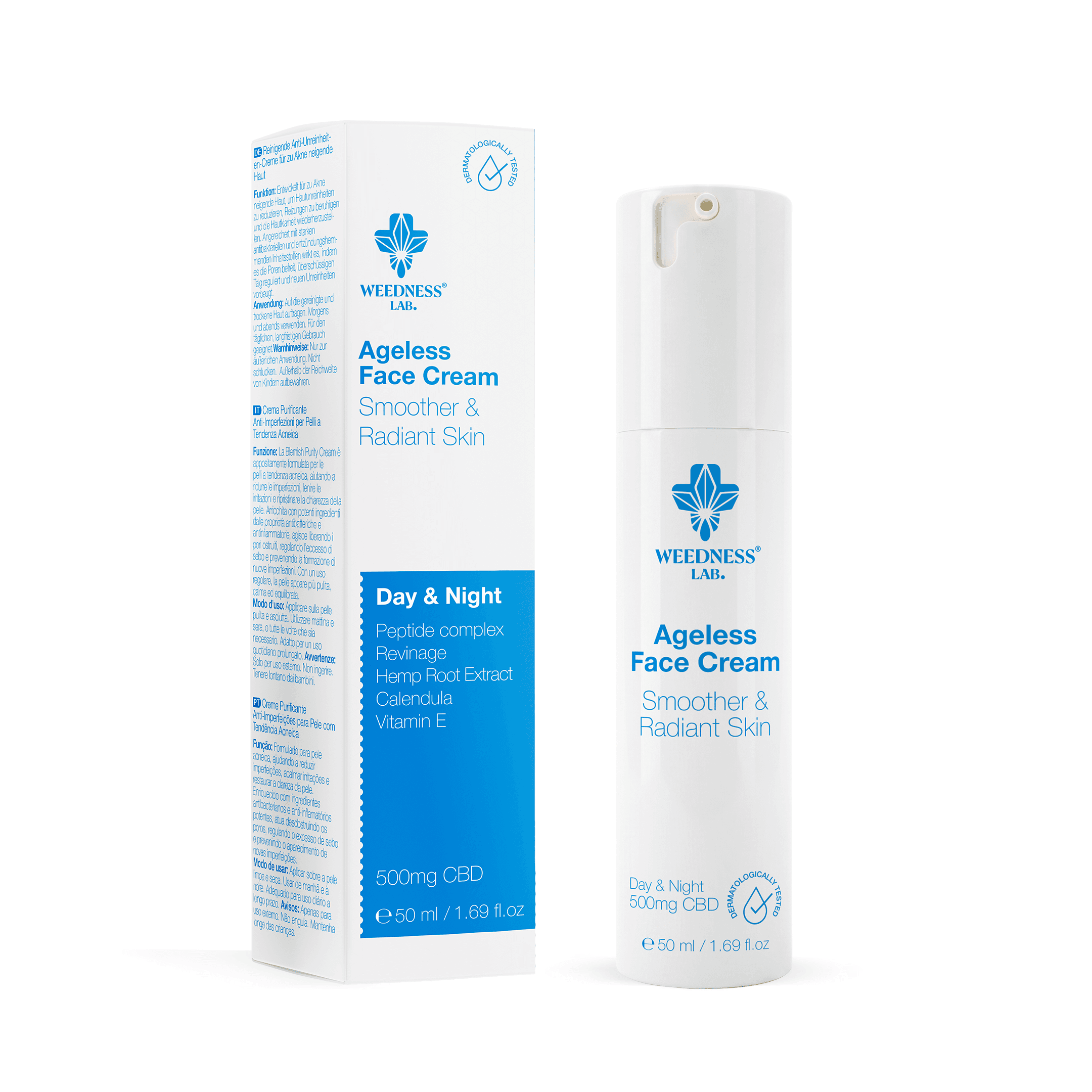 Crema facial antiedad 24h | 500mg CBD 50ml