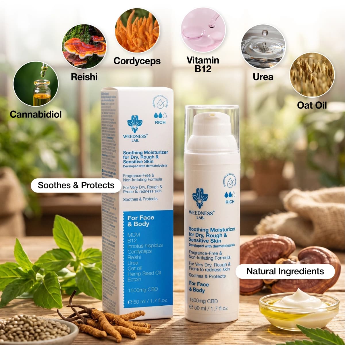 Crema reparadora de CBD para piel seca, descamada y con tendencia a la psoriasis.