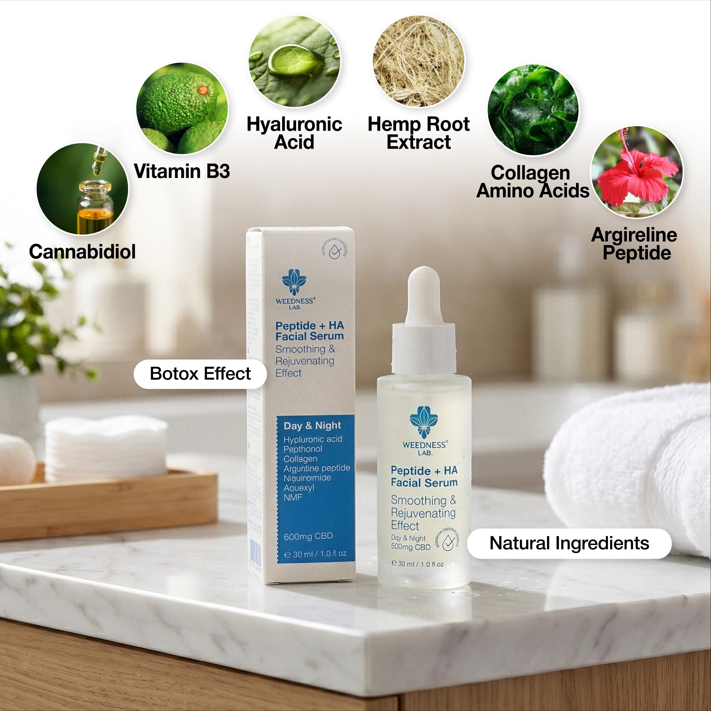 CBD Suero facial con péptidos y ácido hialurónico