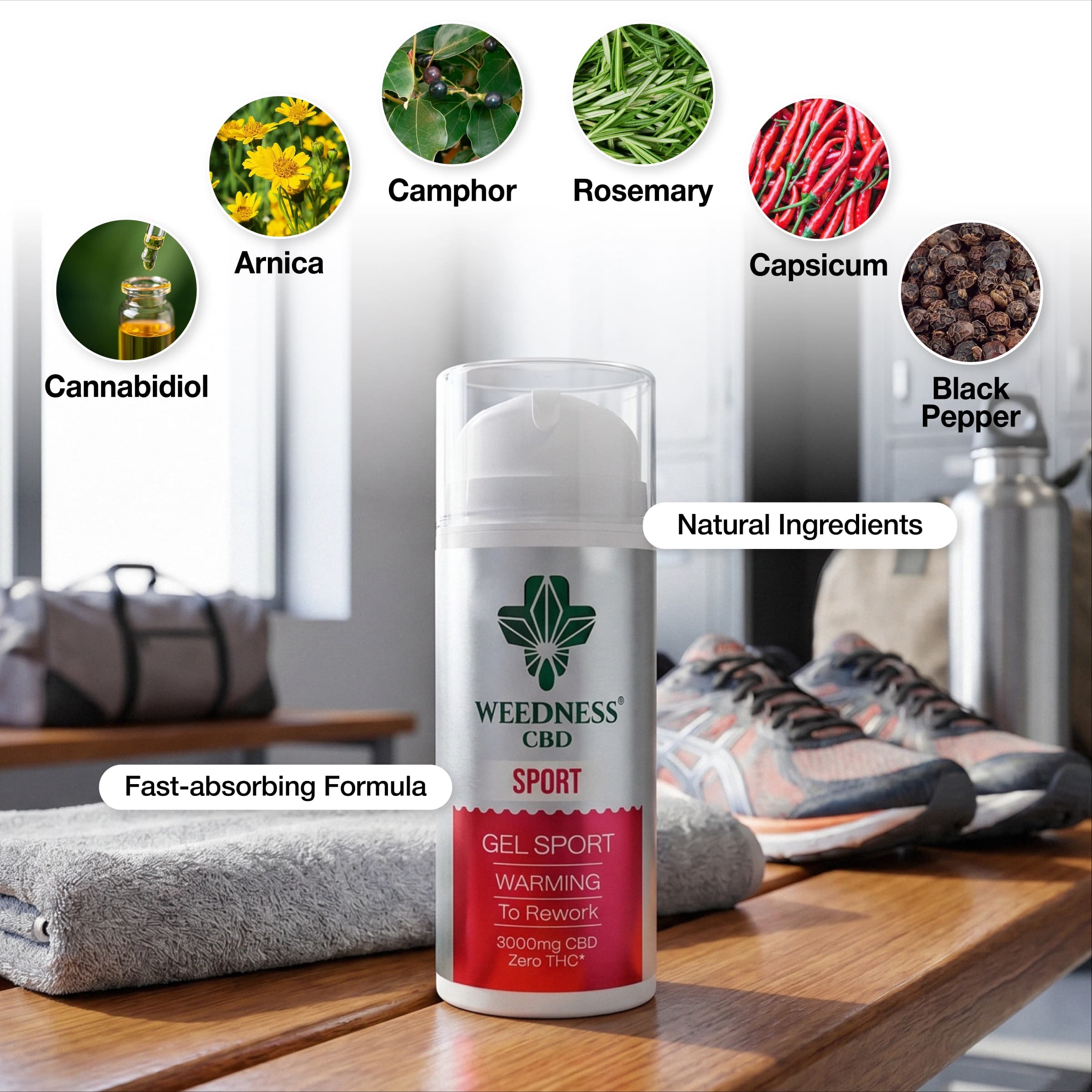Gel Sport para Músculos y Articulaciones (Efecto calor) 3000mg CBD | 0 THC
